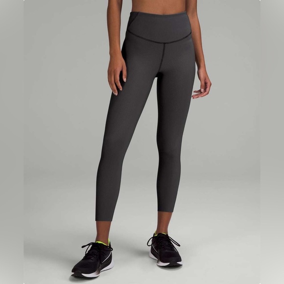 Lululemon Base Pace High-Rise Tight 25" *Two-Tone Ribbed Black / Gull Grey | NEW - Picture 10 of 13